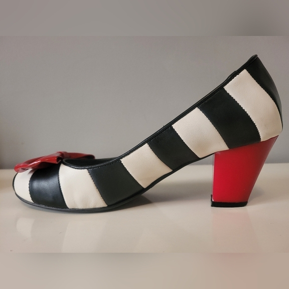 Lola Ramona Black and White Striped Heels, VGUC, Size 40 - Picture 8 of 12